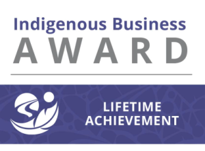 Indigenous Business Award graphic for Lifetime Achievement with CCIB logo on a purple background.