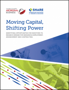 Cover of the report ‘Moving Capital, Shifting Power’ on opportunities for investors to support Indigenous employment, advancement, and contracting.